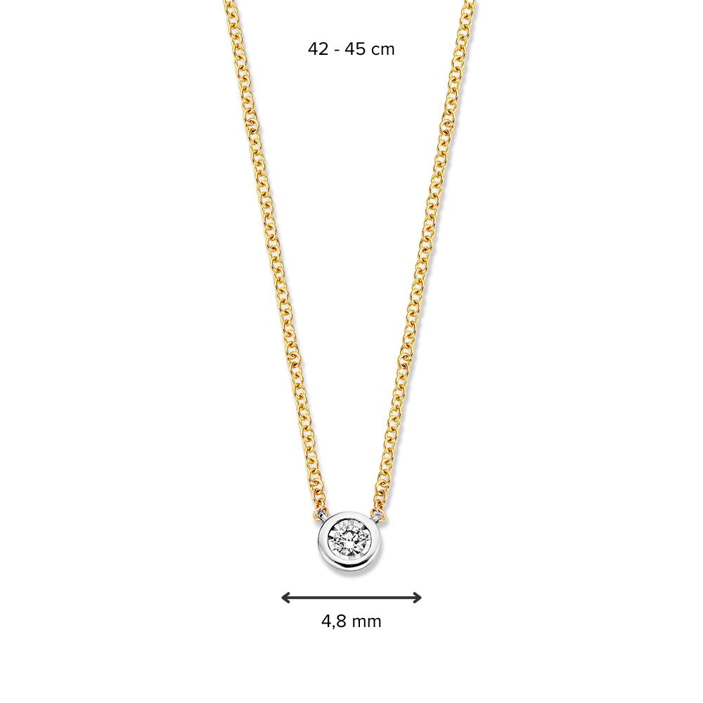 Gelbgold Collier 14 Karat mit Solitär Diamant Anhänger, 0.07 ct