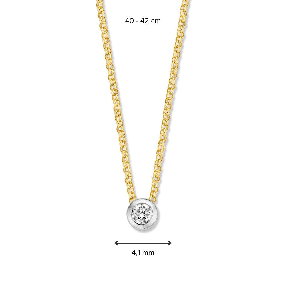 Gelbgold Collier 14 Karat mit Diamant-Anhänger, 0.10 ct
