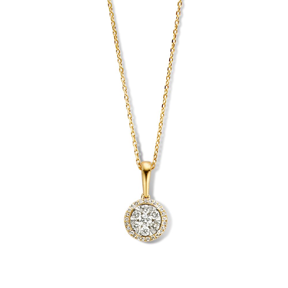 Gelbgoldenes Collier mit Diamantanhänger in unsichtbarer Fassung, 0,23 ct
