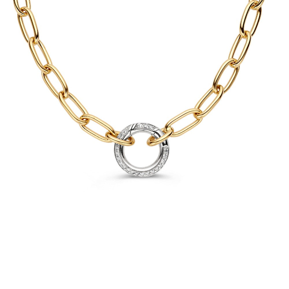 Gelbgold Schlangenkette mit Diamant-Federverschluss 0.42 crt H/SI-1