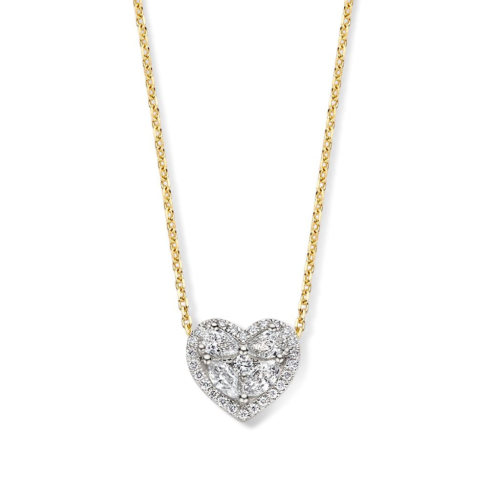 Gelbgoldenes Collier mit luxuriösem Herzanhänger und Diamanten, 0,50 ct, 14 Karat