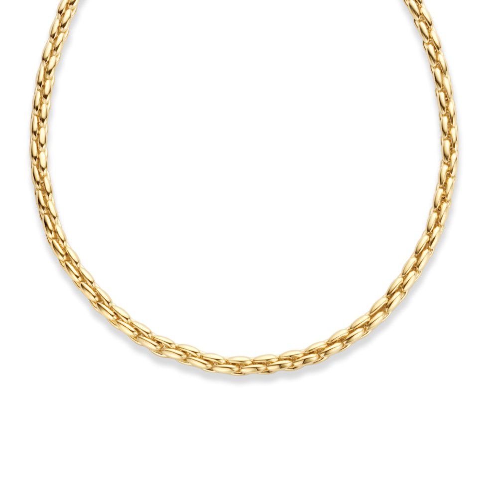Gelbgoldenes Collier mit klassischem Gliedermuster, 14 Karat, 45 cm lang, 28,7 g schwer