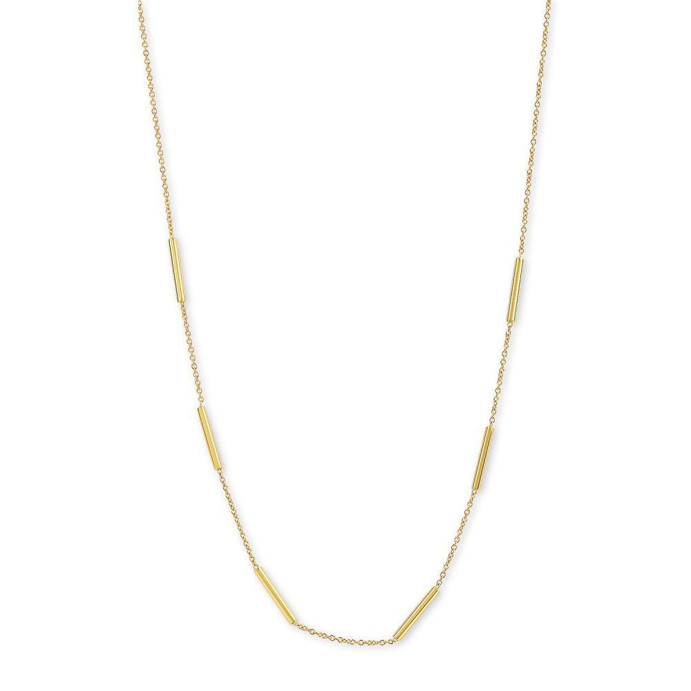 Halskette aus 14-karätigem Gelbgold mit runden Röhrchen, Länge 43 cm