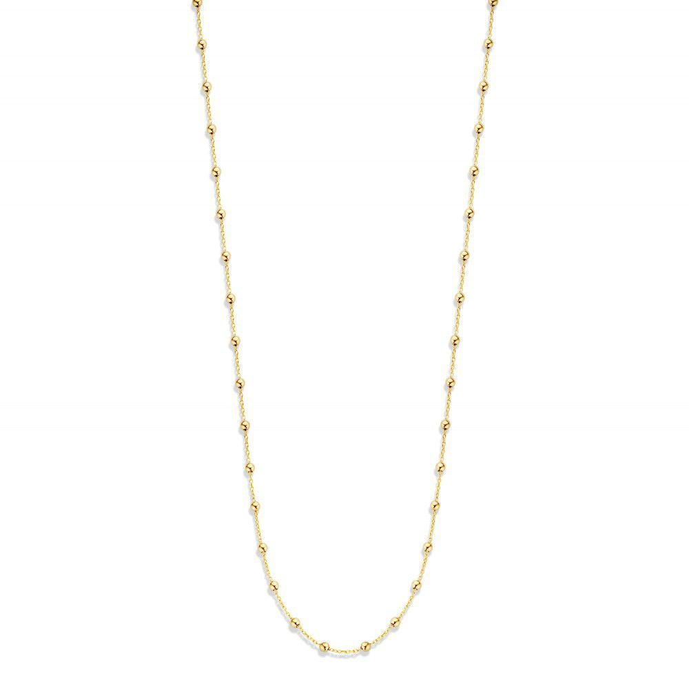 Gelbgoldenes Collier mit Kugeln, 14 Karat, 45 cm lang, leicht und filigran gestaltet