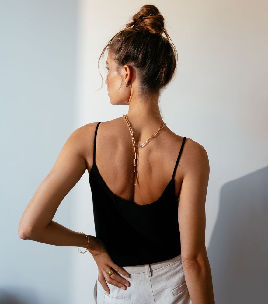 14K Gelbgold Collier mit luxuriösem Karabinerverschluss – Elegantes Schmuckstück für Damen