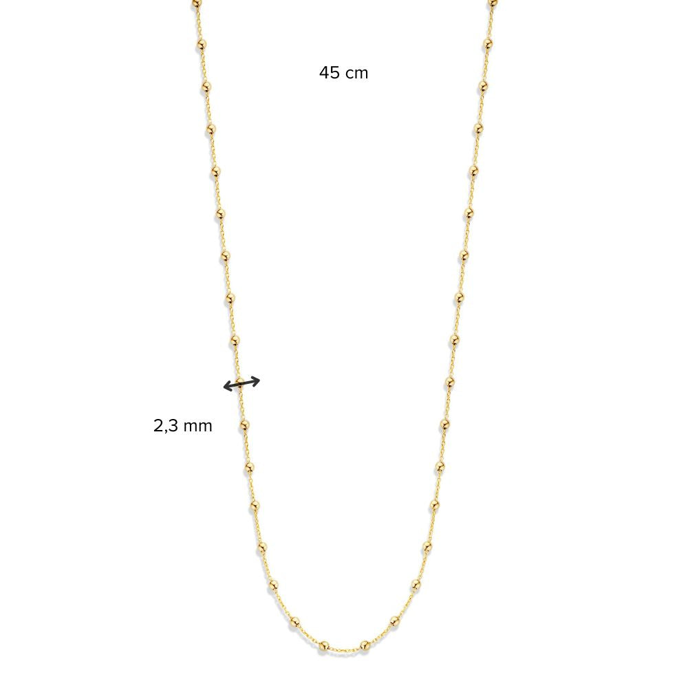Gelbgold Collier mit Kugeln, 14 Karat, 45 cm, 3,3 g