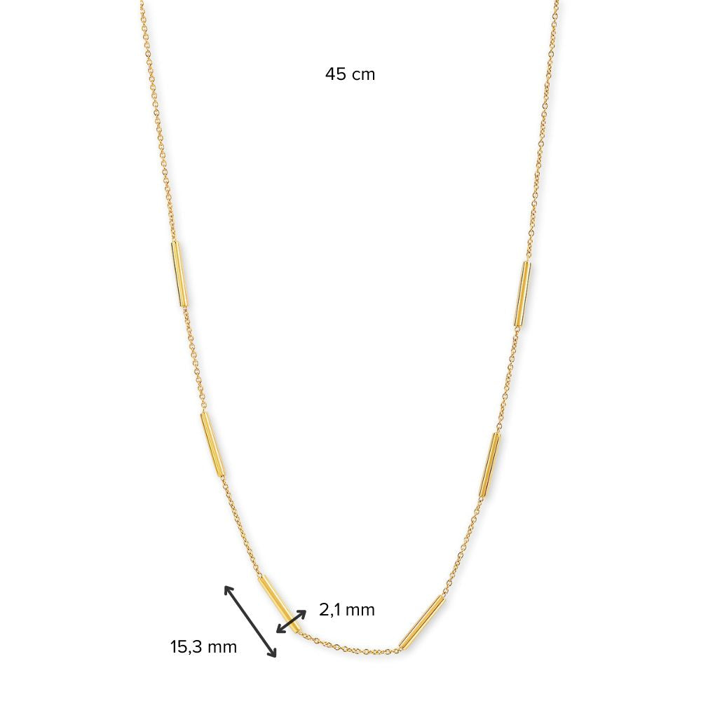 14 Karat Gelbgold Collier mit runden Röhrchen für Damen – 43 cm