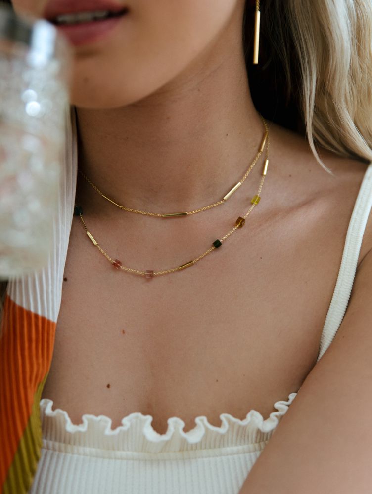 14-Karaat Geelgouden Collier met Ronde Buisjes voor Dames – 43 cm