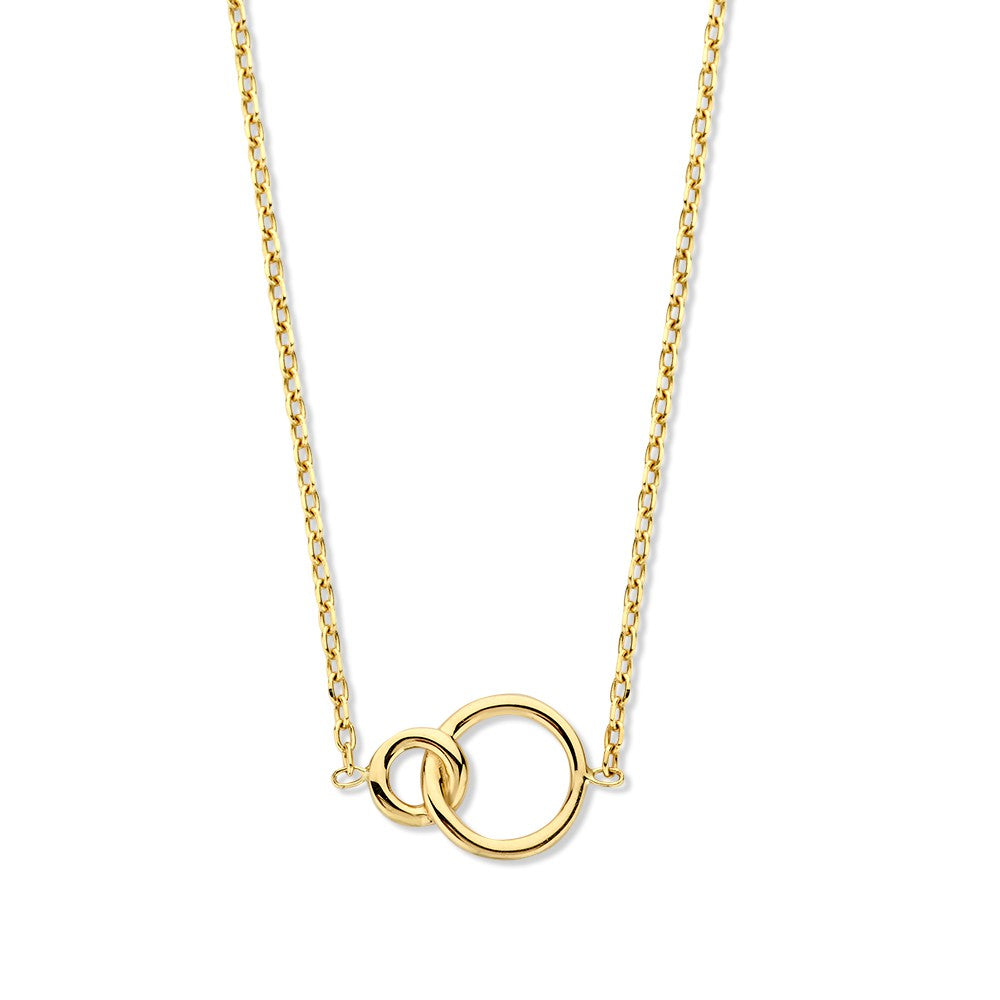 Goldenes Collier mit geschliffenen Ankerkettengliedern und verbundenen Kreisen