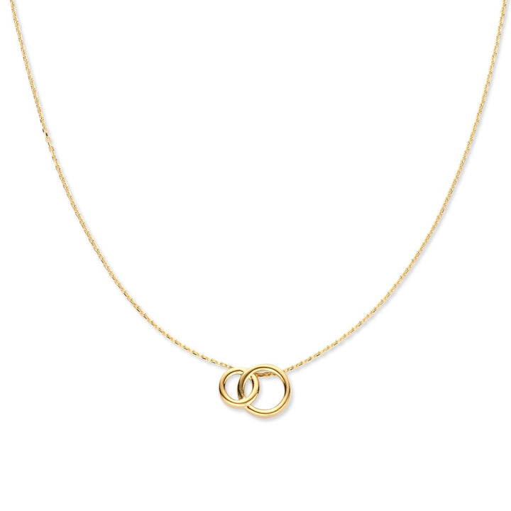 14K Geelgouden Collier met Verbonden Cirkels – Elegante Hanger voor Dames