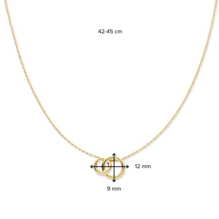 14K Geelgouden Collier met Verbonden Cirkels – Elegante Hanger voor Dames
