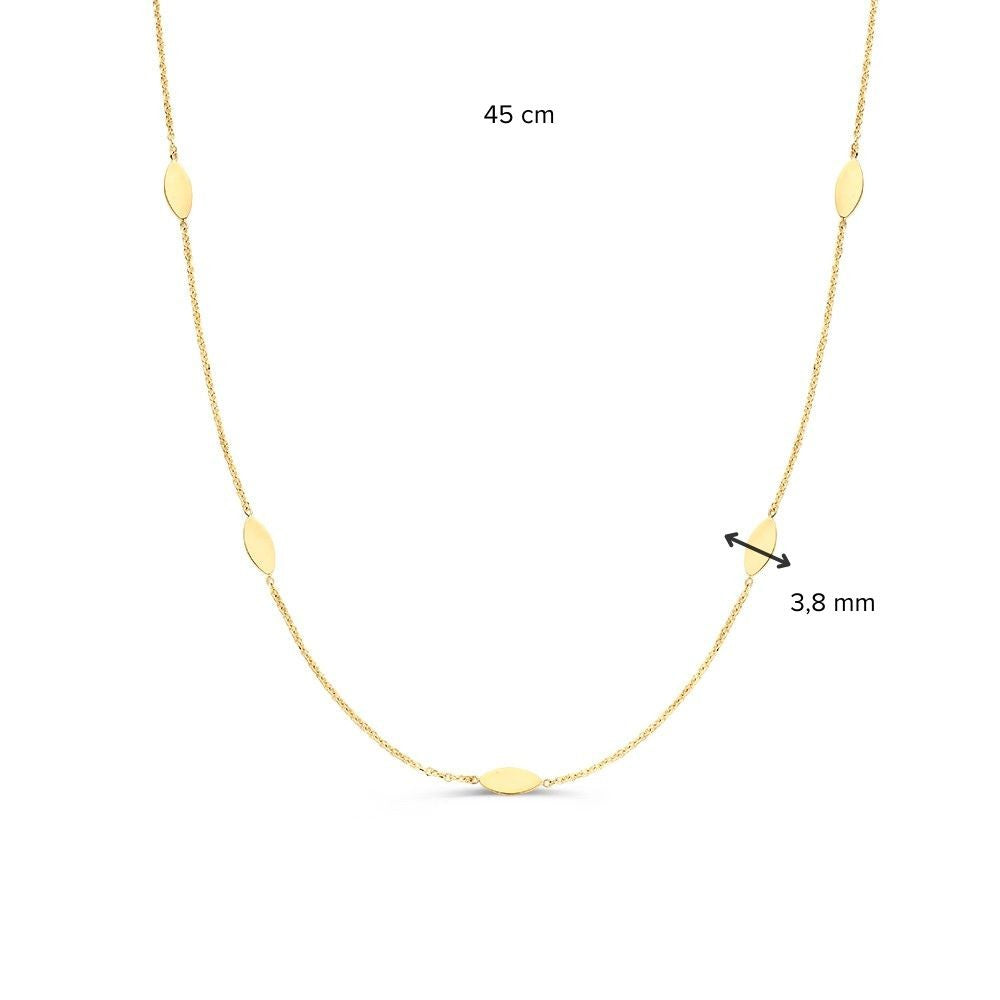Gelbgold-Halskette mit ovalen Elementen – 14 Karat Gold