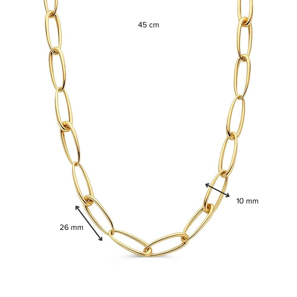 Gelbgoldenes Gliederkollier mit asymmetrischen Gliedern – 14 Karat Gold