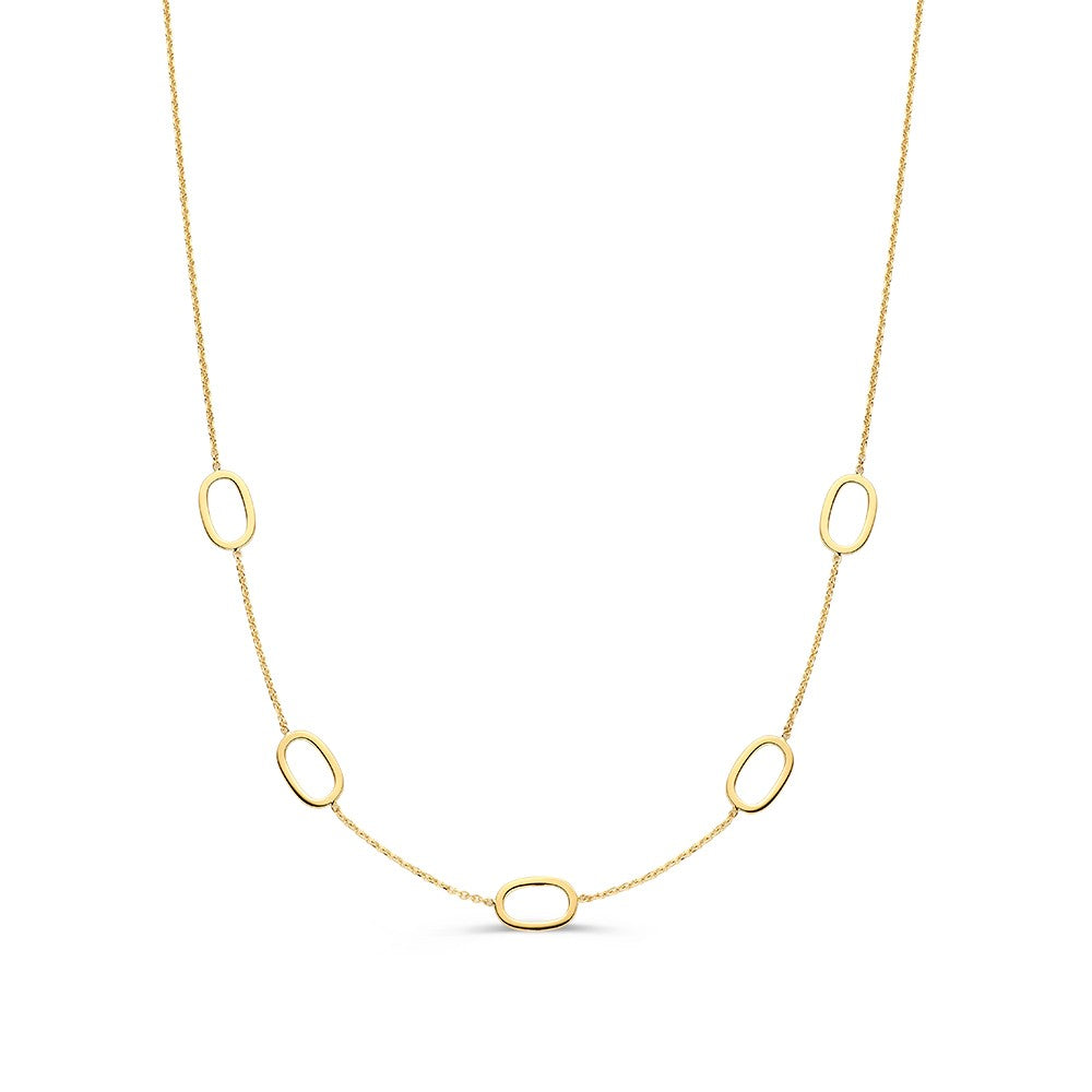 Gelbgoldenes Collier mit offenen ovalen Elementen aus 14 Karat Gold