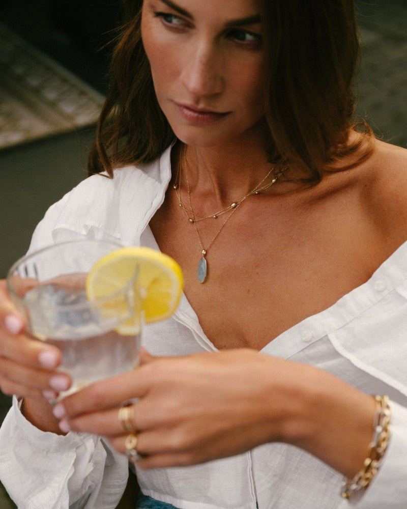 14K Gelbgold-Collier mit Goldelementen – Elegantes Schmuckstück für Damen