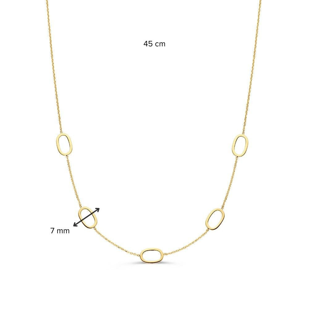 Gelbgold-Halskette mit durchbrochenen Ovalen – 14 Karat Gold