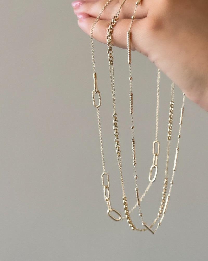 14K Gelbgold-Collier mit Anker- und Jasseron-Gliedern – Verspieltes Schmuckstück für Damen