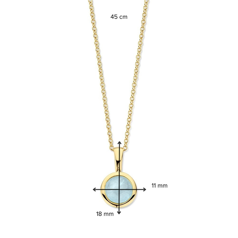 Gelbgold-Halskette mit Aquamarin, 14 Karat, 45 cm, 4,2 g