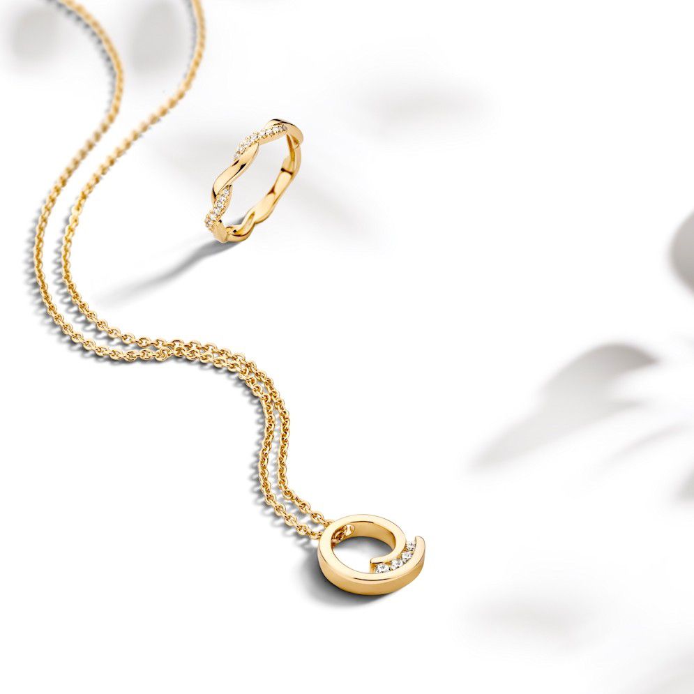 Gelbgoldkette mit Diamantanhänger - 14 Karat Luxusschmuck