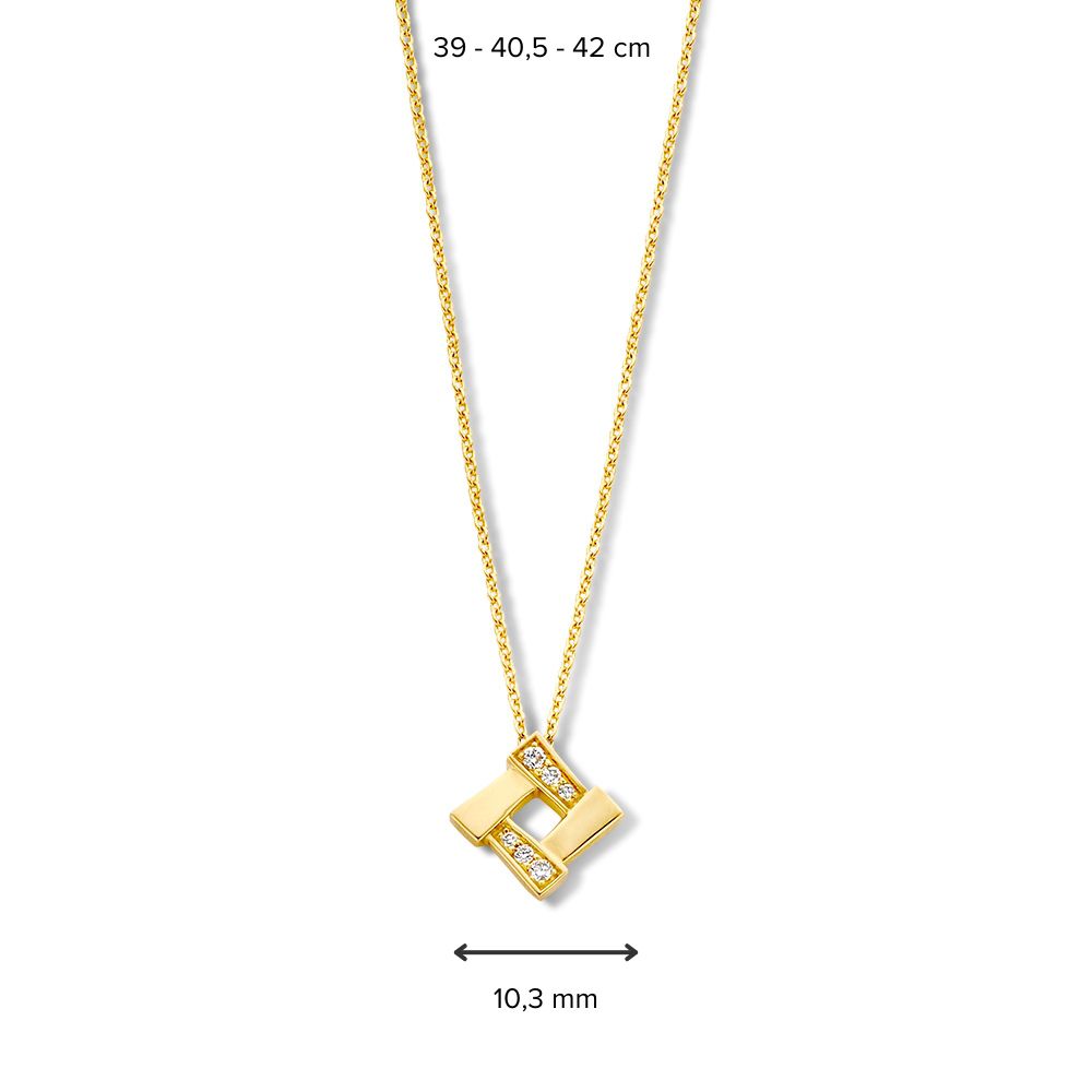 Gelbgold-Halskette mit Diamantanhänger - 14 Karat Eleganz