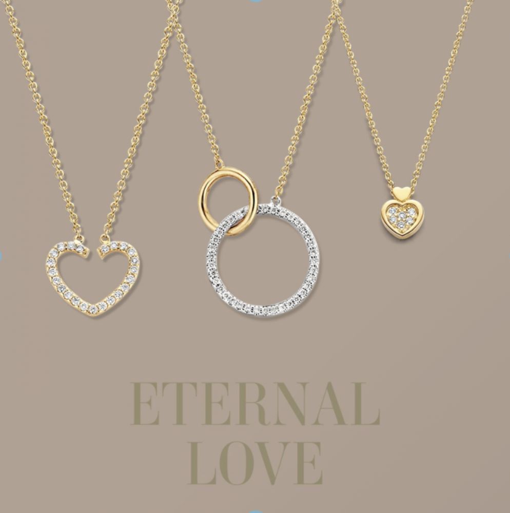 Gelbgold Collier mit herzförmigem Diamantanhänger - 14 Karat