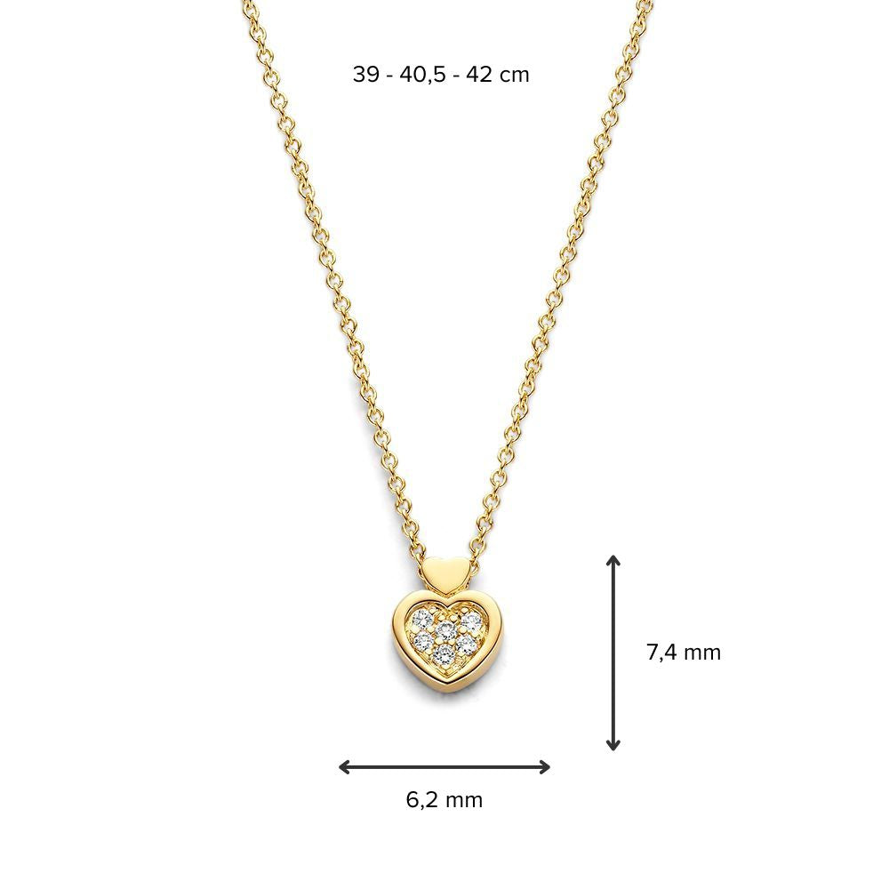 Gelbgold Collier mit herzförmigem Diamantanhänger - 14 Karat