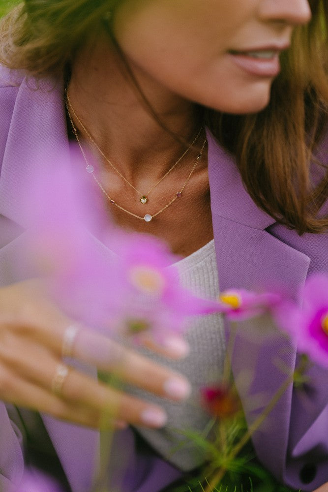 Gelbgold Collier mit herzförmigem Diamantanhänger - 14 Karat