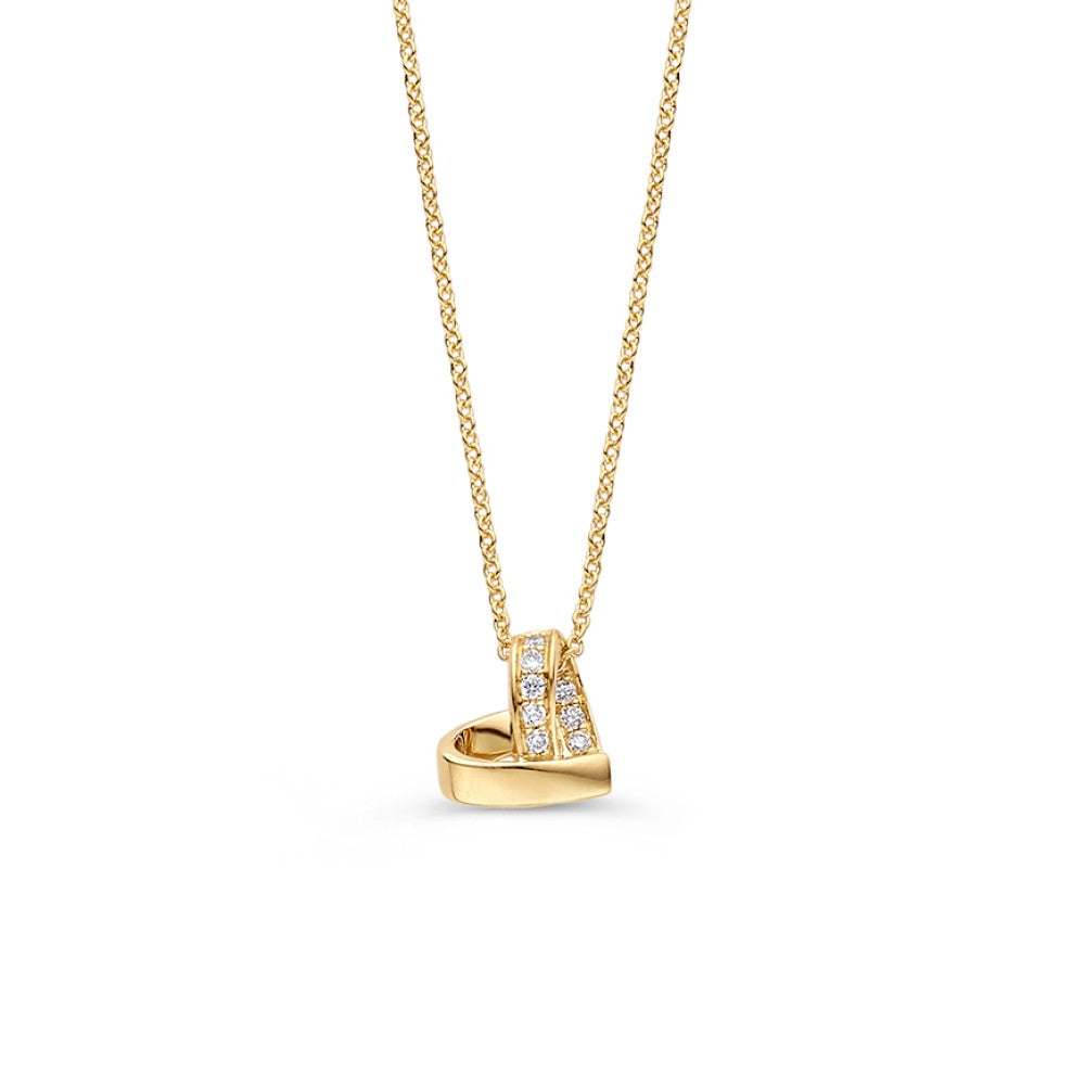 Refined Yellow Gold Heart Pendant Necklace with Diamonds, 0.06ct
