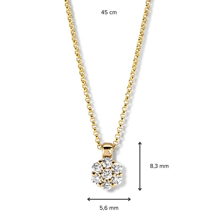 Geelgouden Collier met Diamanten Hanger in Entourage Zetting - 14 Karaat