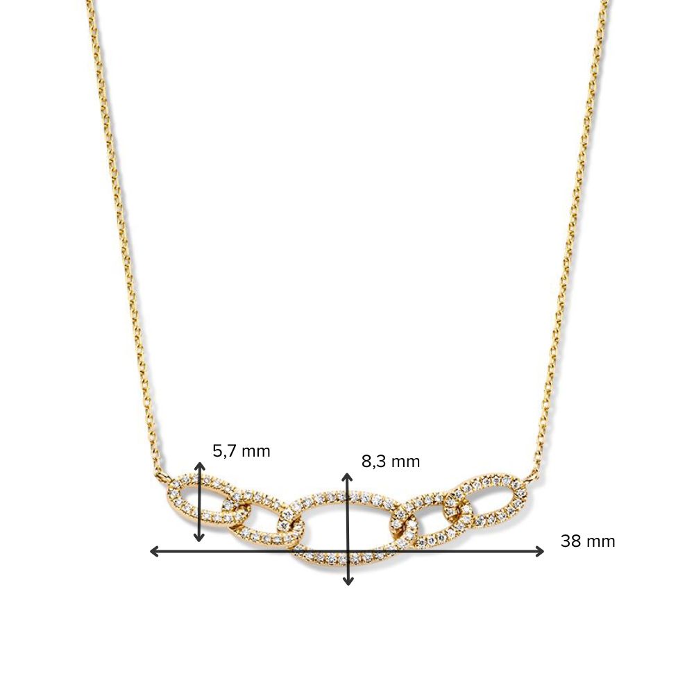 Gelbgold Halskette mit fünf Diamantgliedern – 14 Karat Gold & 0,36 Karat