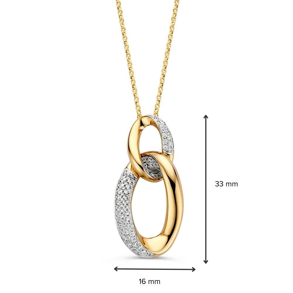 Luxe Geelgouden Schakelhanger met Diamanten en Elegant Collier – Tijdloze Elegantie