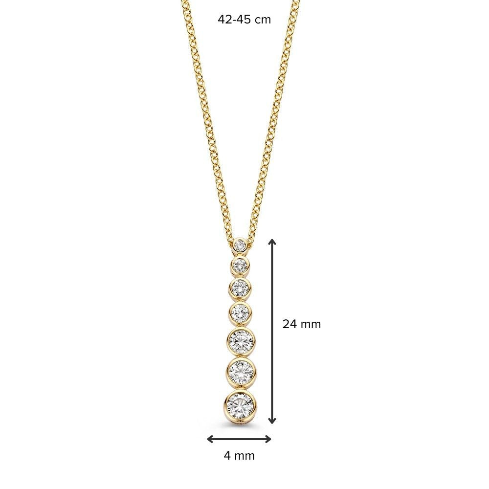 Halskette aus Gelbgold mit Diamanten in Brillantschliff in aufsteigender Größe – 14 Karat Gold & 0,50 Karat