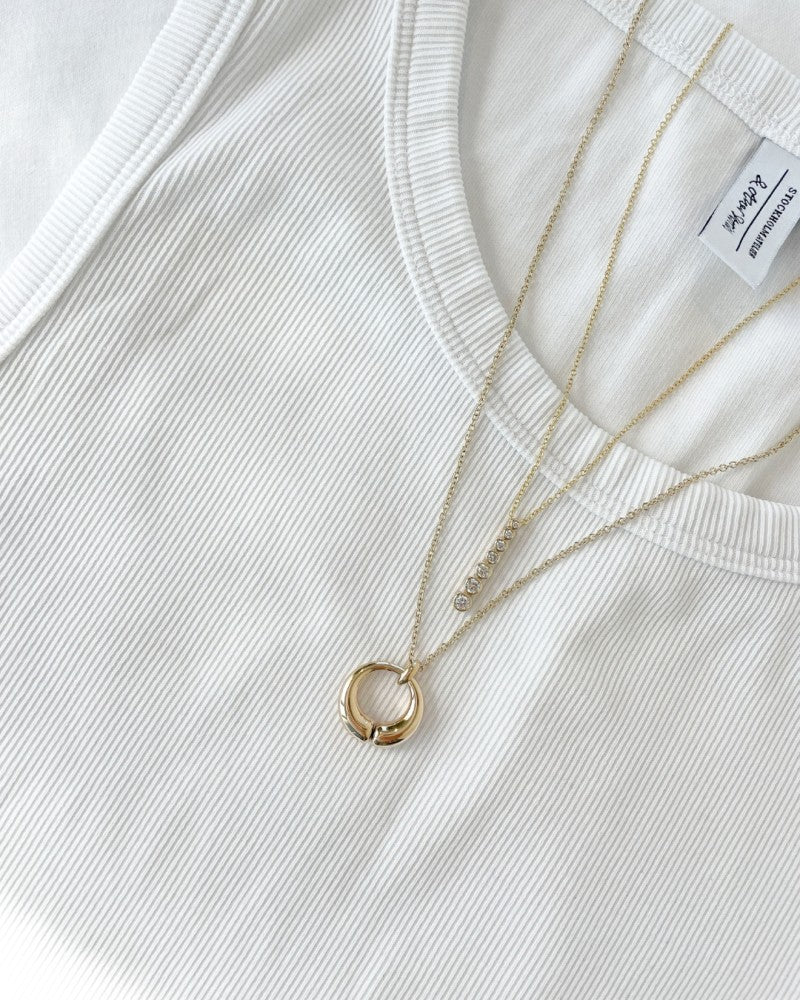 Geelgouden Diamanten Collier met Briljanten in Oplopende Grootte – 14 Karaat Goud & 0,50 crt