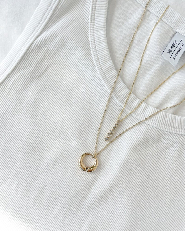 Geelgouden Diamanten Collier met Briljanten in Oplopende Grootte – 14 Karaat Goud & 0,50 crt