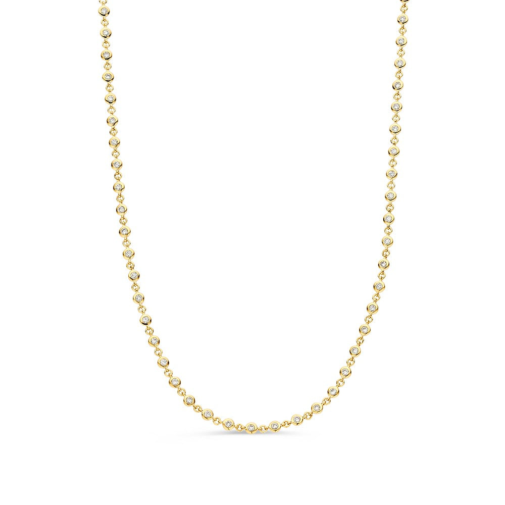 Collier aus Gelbgold mit Brillanten, insgesamt 1,51 Karat, feine Kugelglieder.