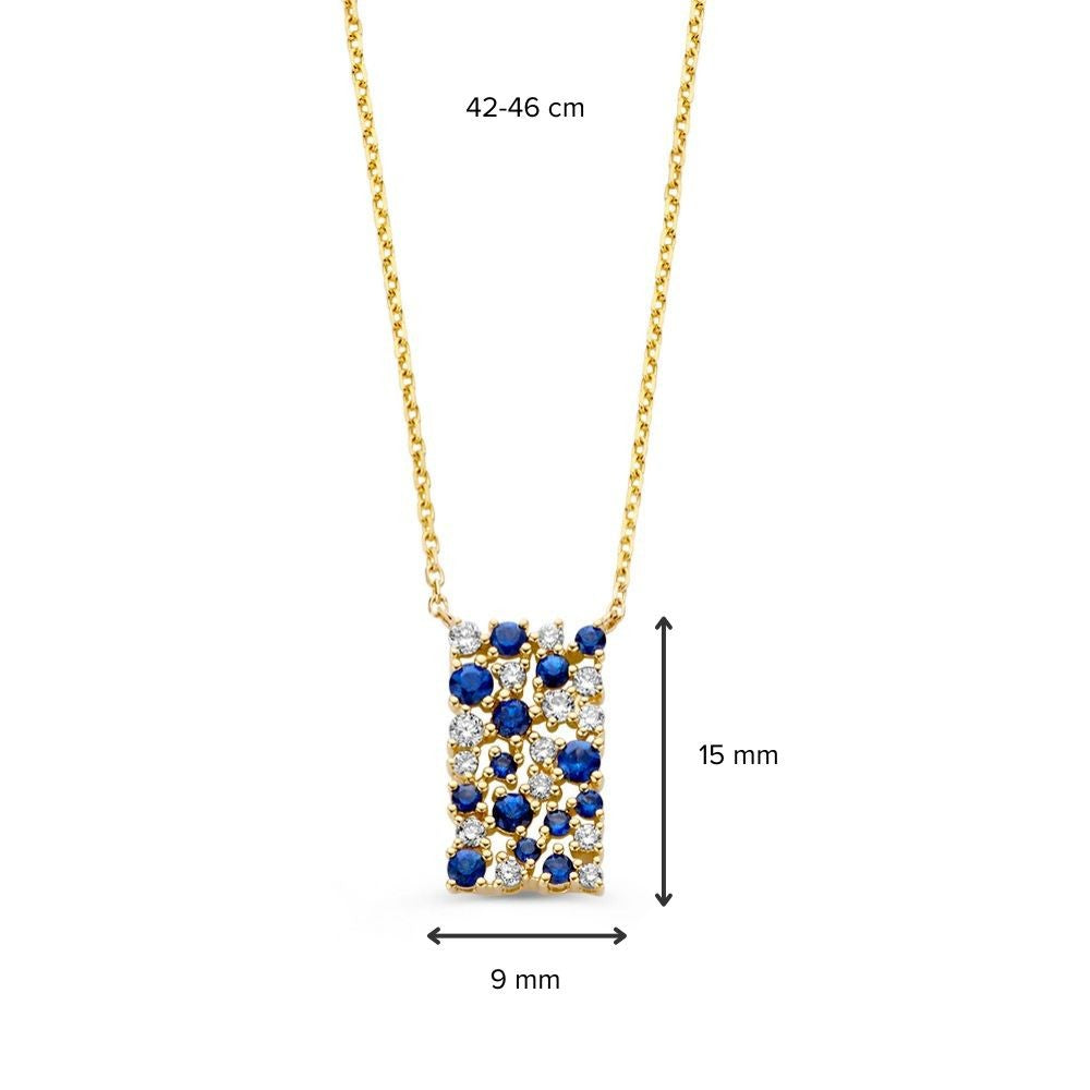 Gelbgold Collier mit Saphir und Diamanten – 14 Karat Gold & 0,21 ct Diamant