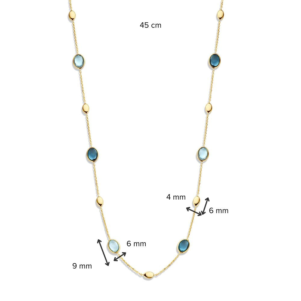 Gelbgold Collier mit Topas & London Blue Topas – 14 Karat Gold