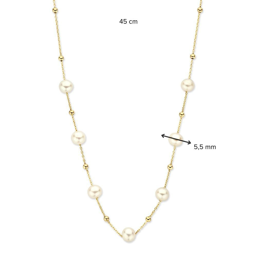 Gelbgold Collier mit Perlen – 14 Karat Gold – Zeitlos & Elegant