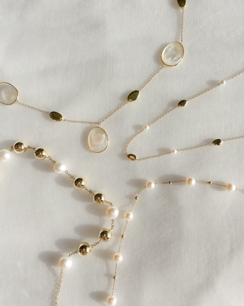 Gelbgold Collier mit Perlen – 14 Karat Gold – Zeitlos & Elegant
