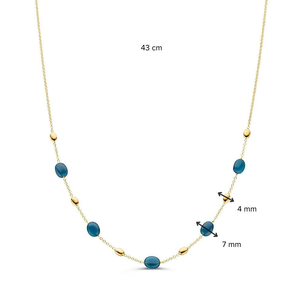 14K Gelbgold-Collier mit blauem Topas – Elegantes Schmuckstück für Damen