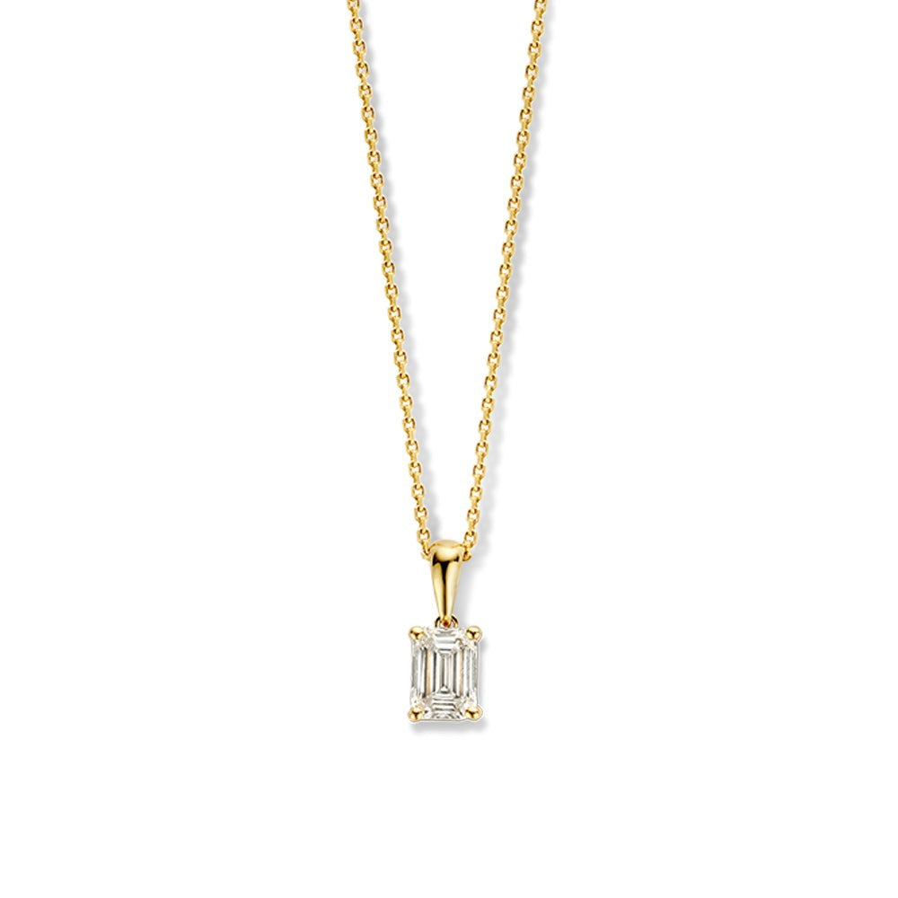 Collier aus Gelbgold mit rechteckigem Anhänger und 0,50 ct Diamant