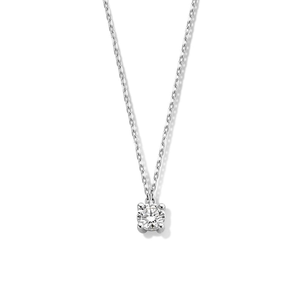 Collier aus Weißgold mit einem 0,50 Karat Diamanten-Anhänger in quadratischer Form