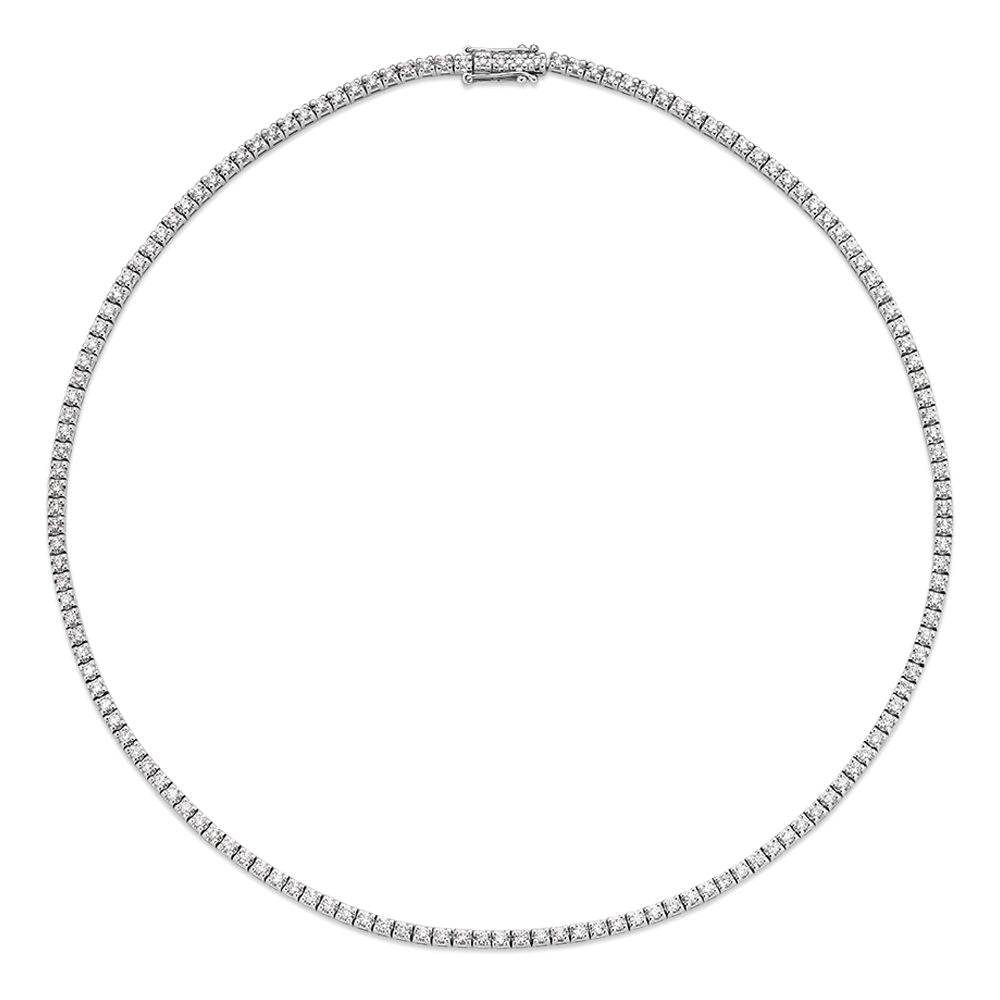 Tenniscollier aus Weißgold mit 131 Diamanten (4,55 kt) in Chatonfassung – 14 Karat