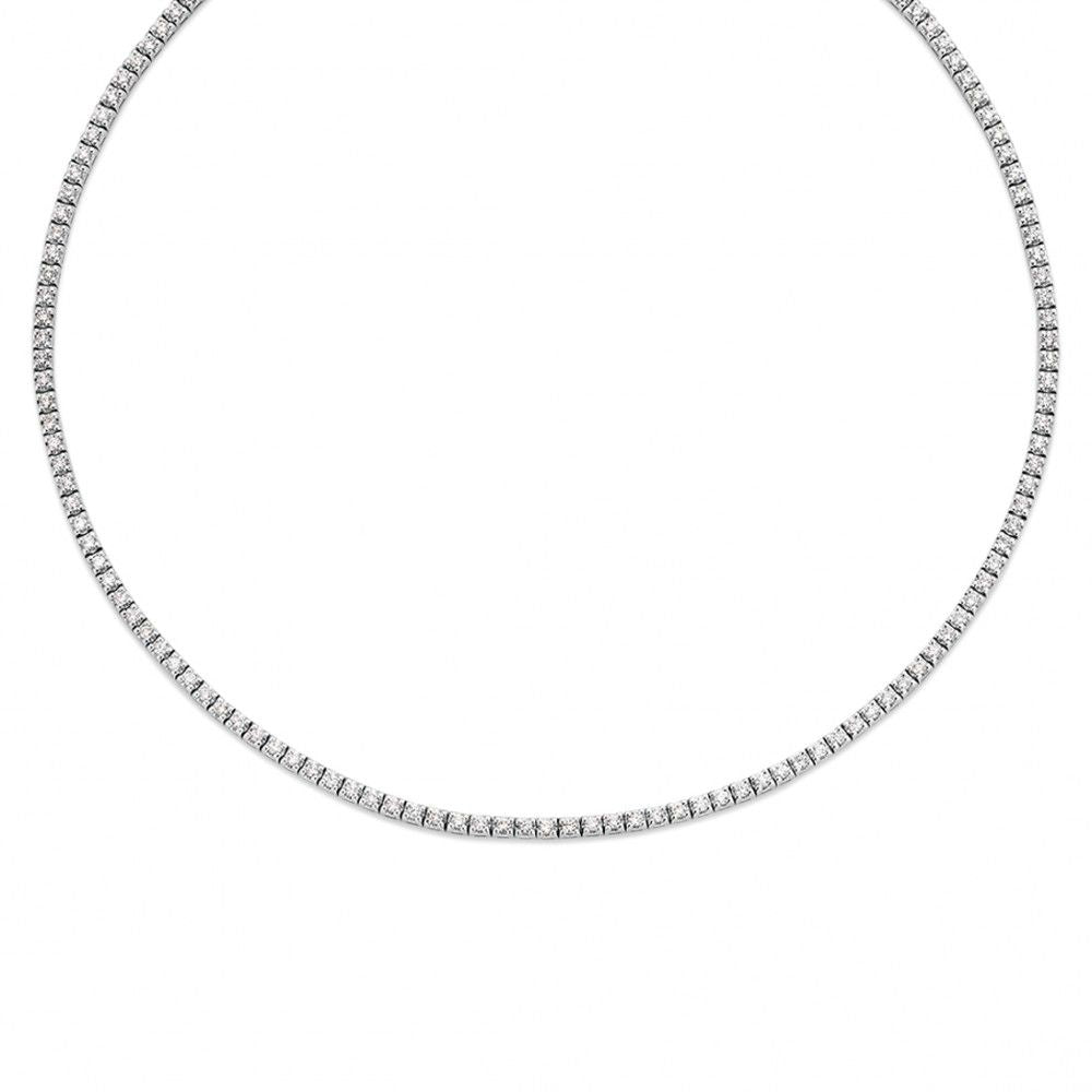 Witgouden tenniscollier met 131 diamanten (4,55 crt) in chatonzetting - 14 karaat