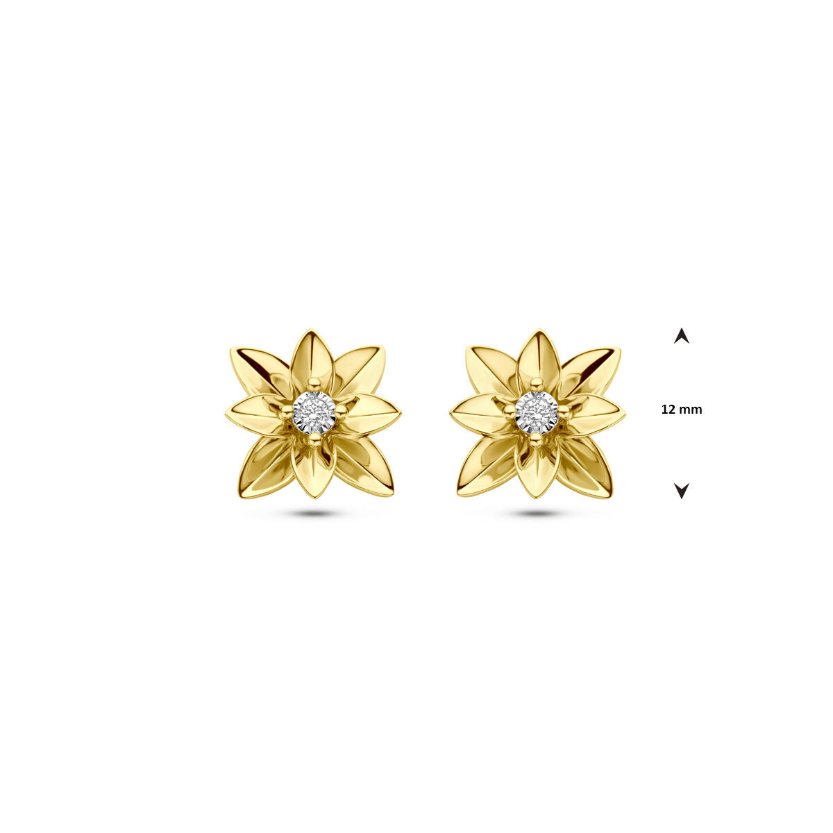 Ohrstecker Diamant 0.03ct (2x 0.015ct) H SI 12 mm 14K Bicolor Gold Gelb/Weiß