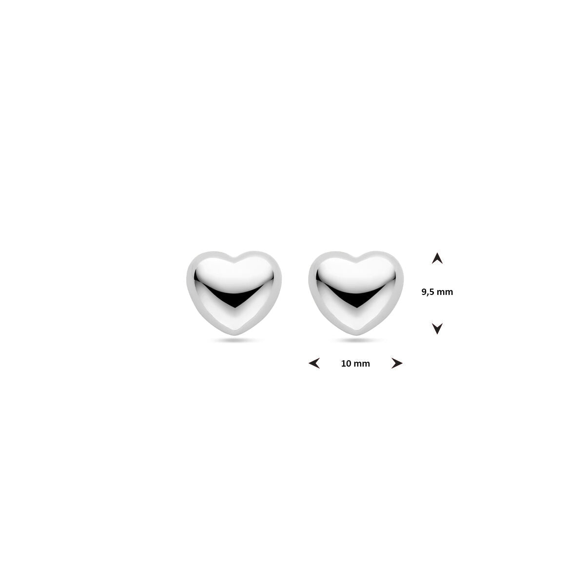 Ohrstecker Herzchen 9,5 mm rhodiniertes Silber