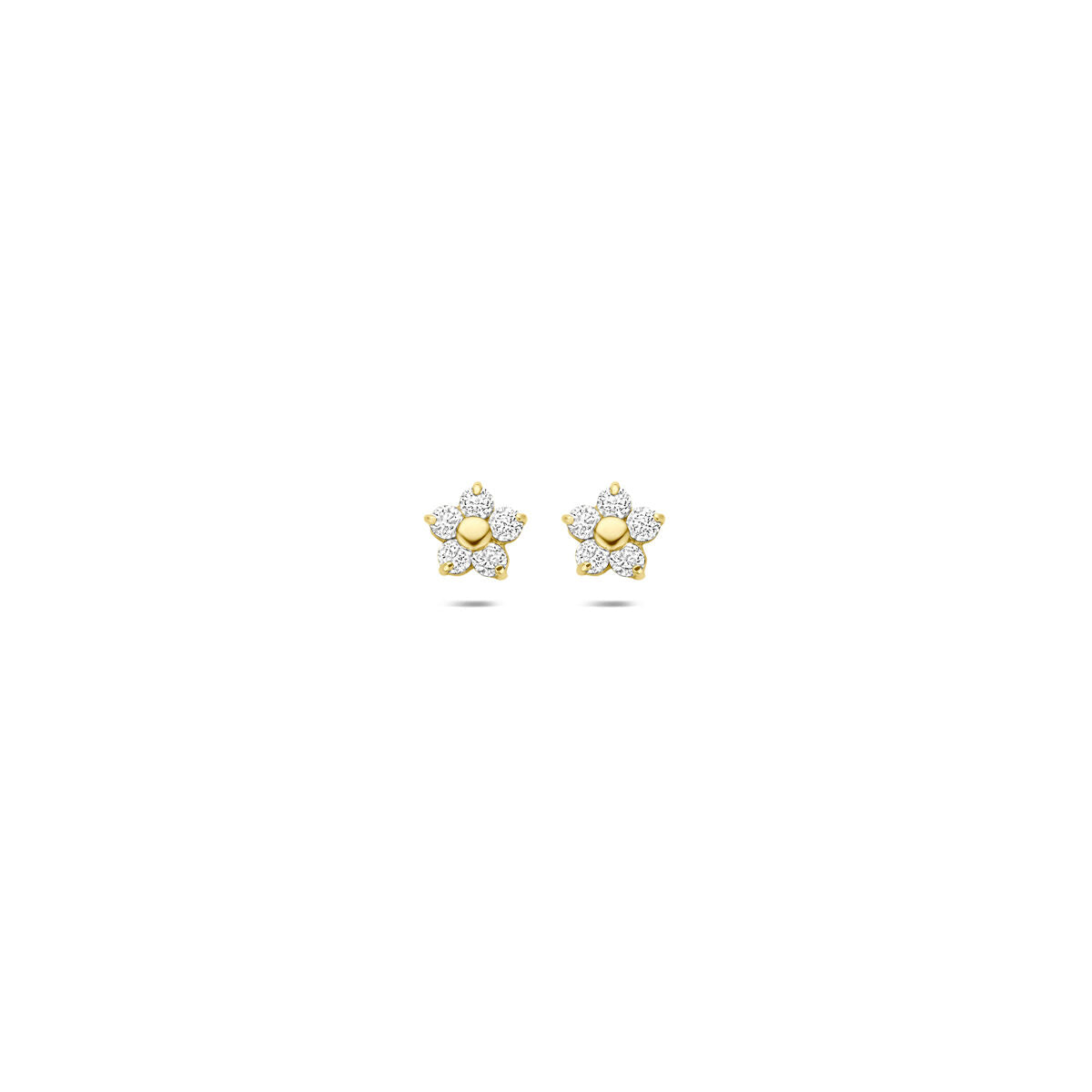 Ohrstecker in Blumenform aus 9k Gelbgold mit Zirkonia-Steinen