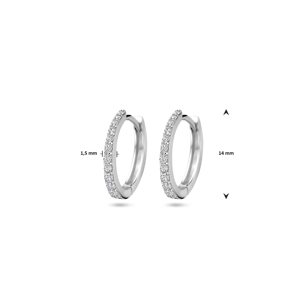 Klappcreolen Zirkonia 14 mm Silber rhodiniert