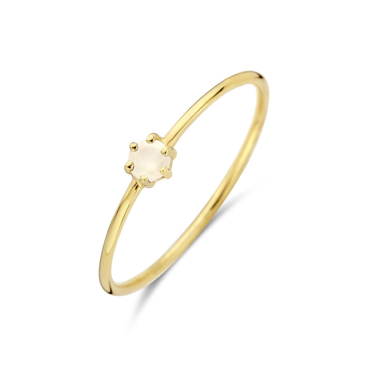 Ring mit Geburtsstein Mondstein 14. Juni Gelbgold