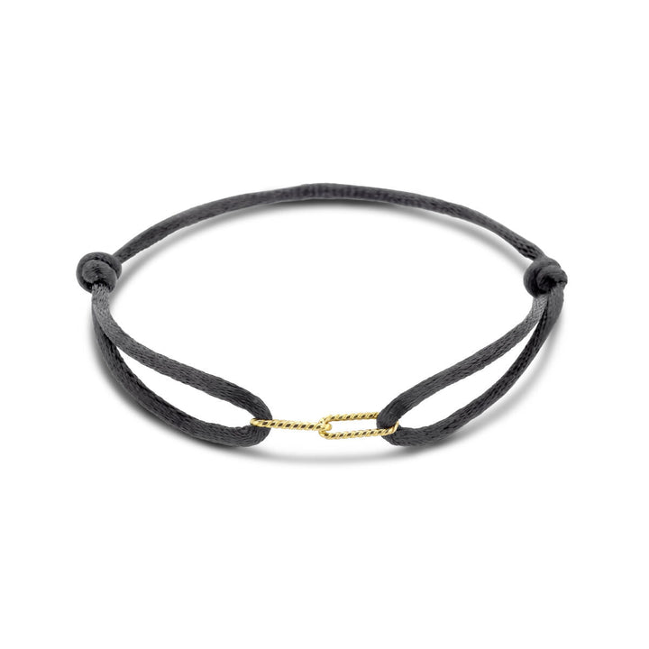 Armband Satin 14K Gold mit Kautschuk/Nylon/Leder